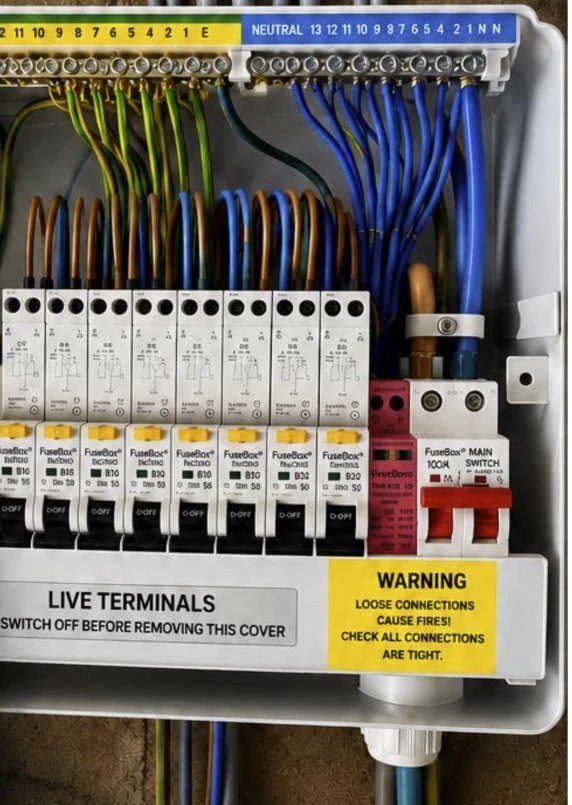 A modern consumer unit with RCD protection